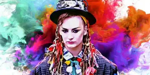 Colourful painting of Boy George, culture club