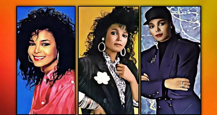 3 colourful painted images of janet jackson