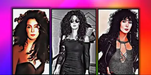 3 images of Cher in an artistic painting