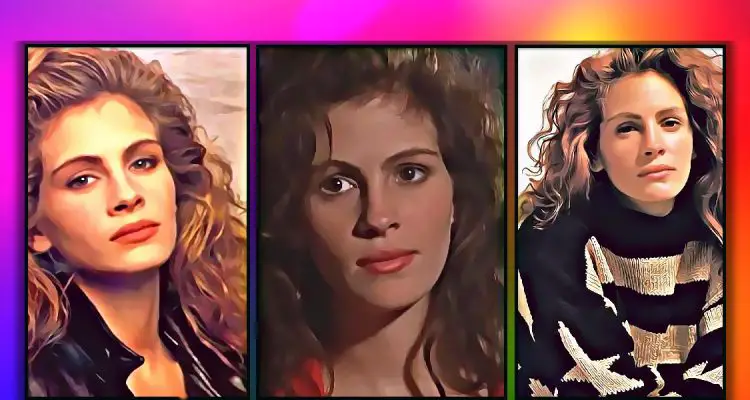 3 images of Julia Roberts in an artistic painting