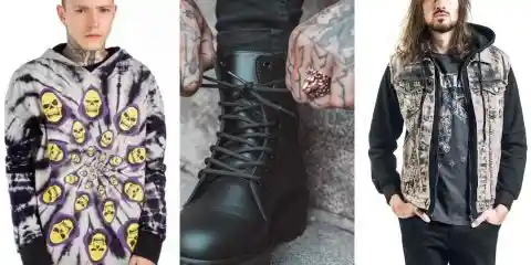 3 male models wearing heavy metal fashion. Heavy metal collage