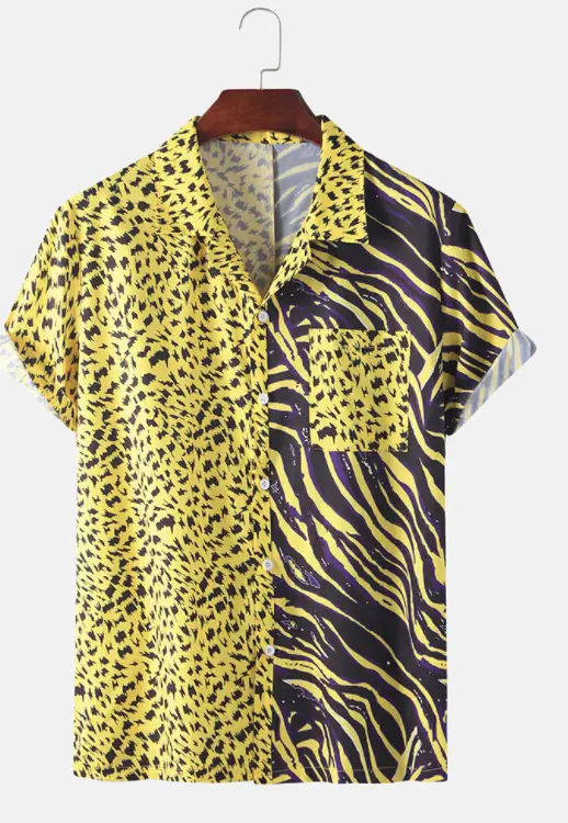 Photo by New Chic (Men’s Leopard Print & Zebra Stripe Patchwork Short Sleeve Shirt)