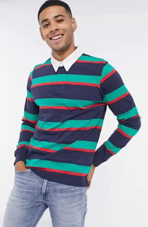 Photo by Asos (Another Influence Long Sleeve Rugby Top in Blue Stripe)