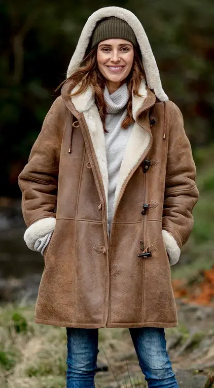 Fashion Coats Duffle Coats Zara Woman Duffel Coat bronze-colored casual look 
