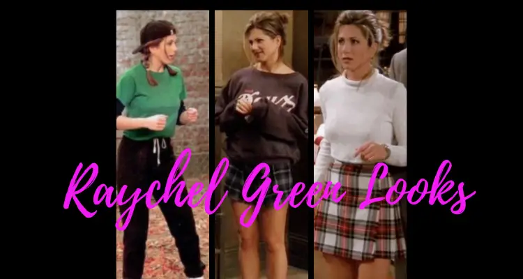 Feature image of Rachel Green from TV show Friends wearing 90s fashion outfits